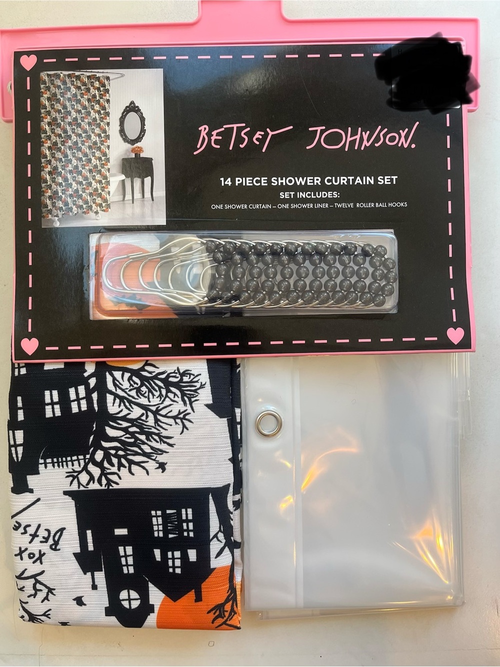 Betsey Johnson Halloween Haunted House Shower Curtain Set